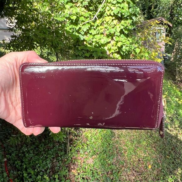 COACH Burgundy/Purple Patent Leather Madison Shoulder Bag & Wallet Set AUTHENTIC - Picture 10 of 16